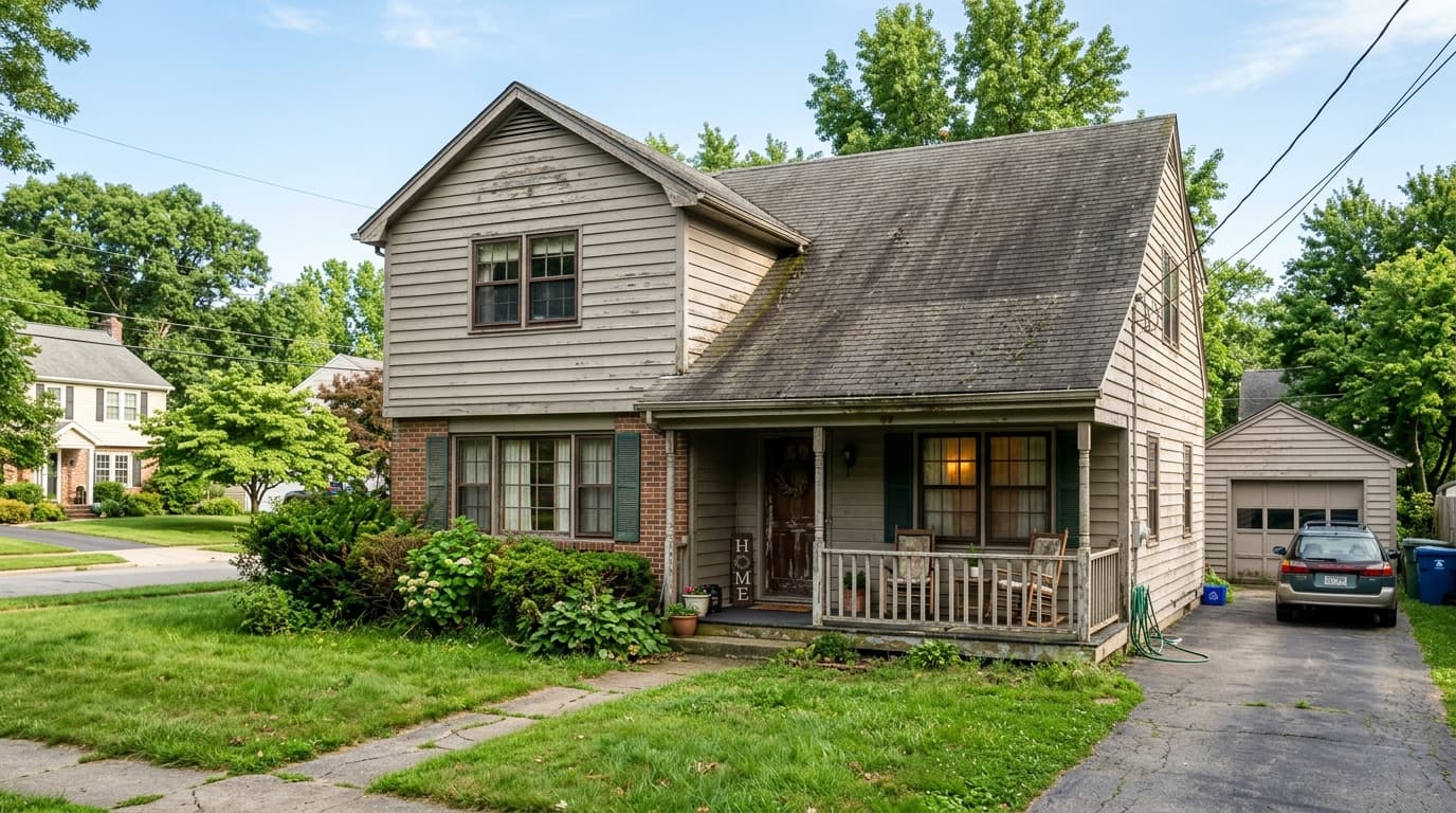 Home before renovation in original weathered state